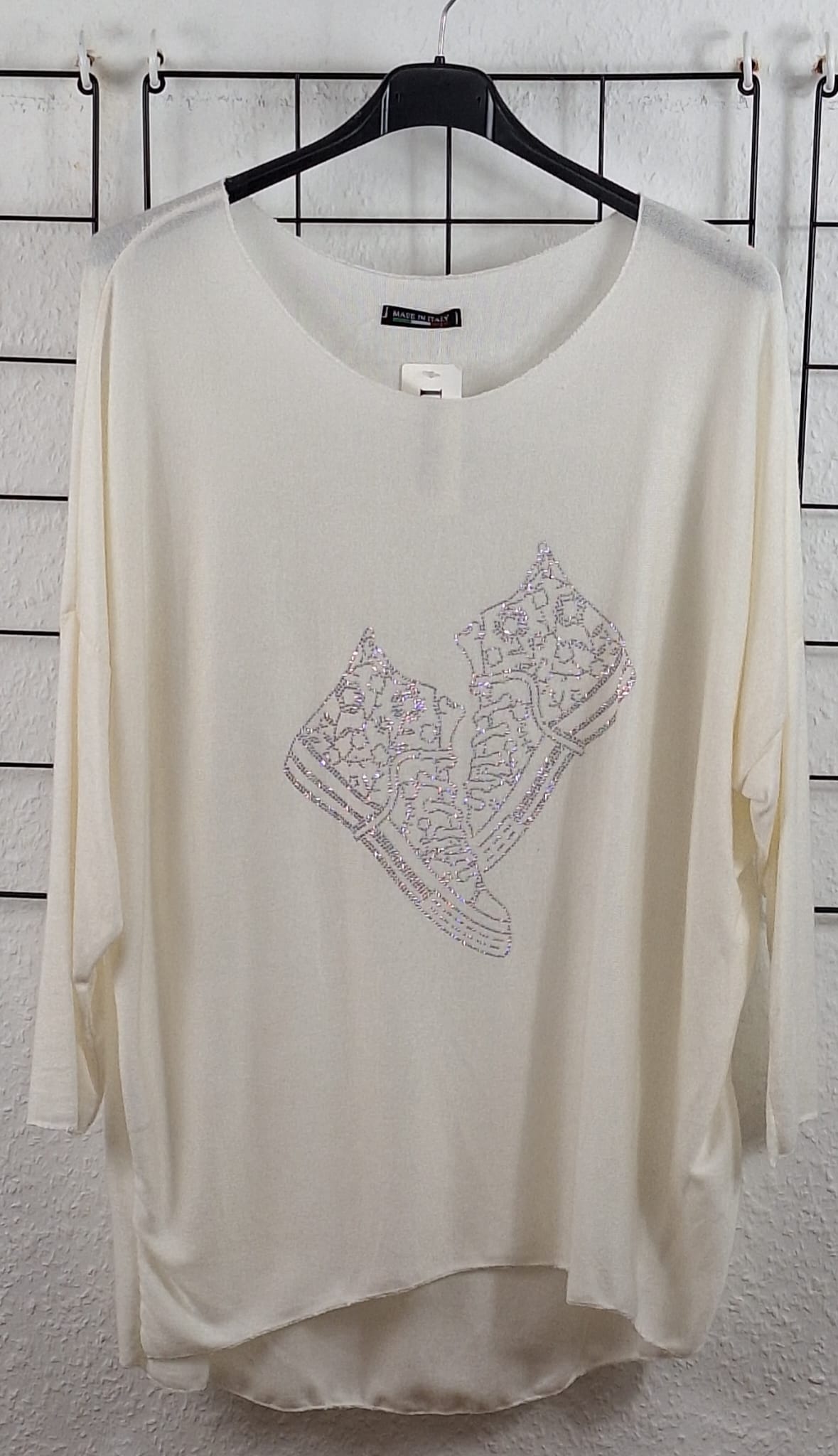 Feinstrick Langarmshirt "Glitzer Sneaker"