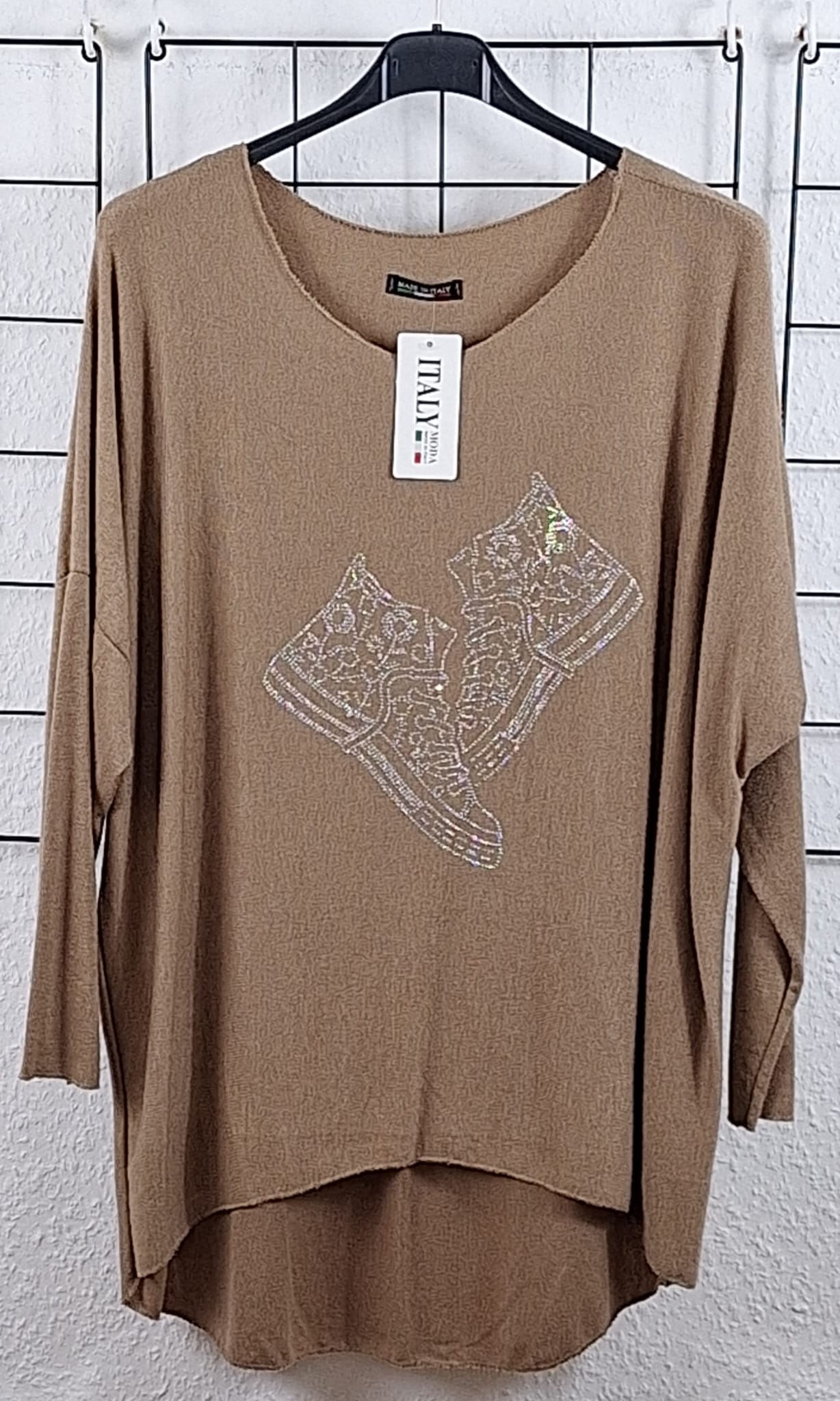 Feinstrick Langarmshirt "Glitzer Sneaker"