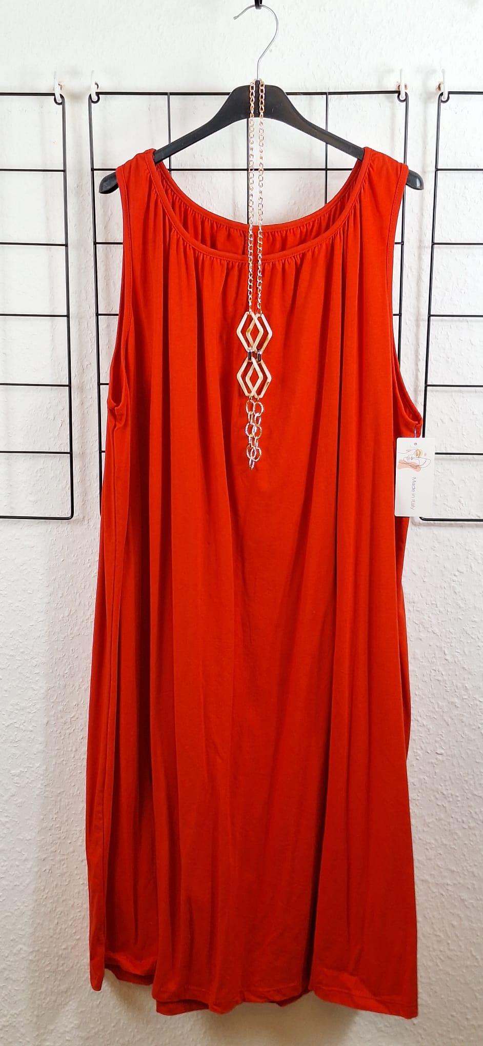 Sommerkleid Damen in Rot – weich fließend, ärmellos, Einheitsgröße (83–98 cm), bequem und stylisch