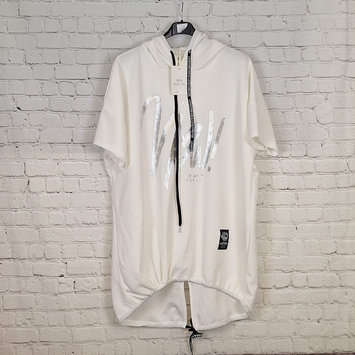 „LOVE Hoodie T-Shirt Weiß – Damen Kapuzenshirt in großen Größen (48/50 bis 52/54) – Baumwolle, locker und bequem“