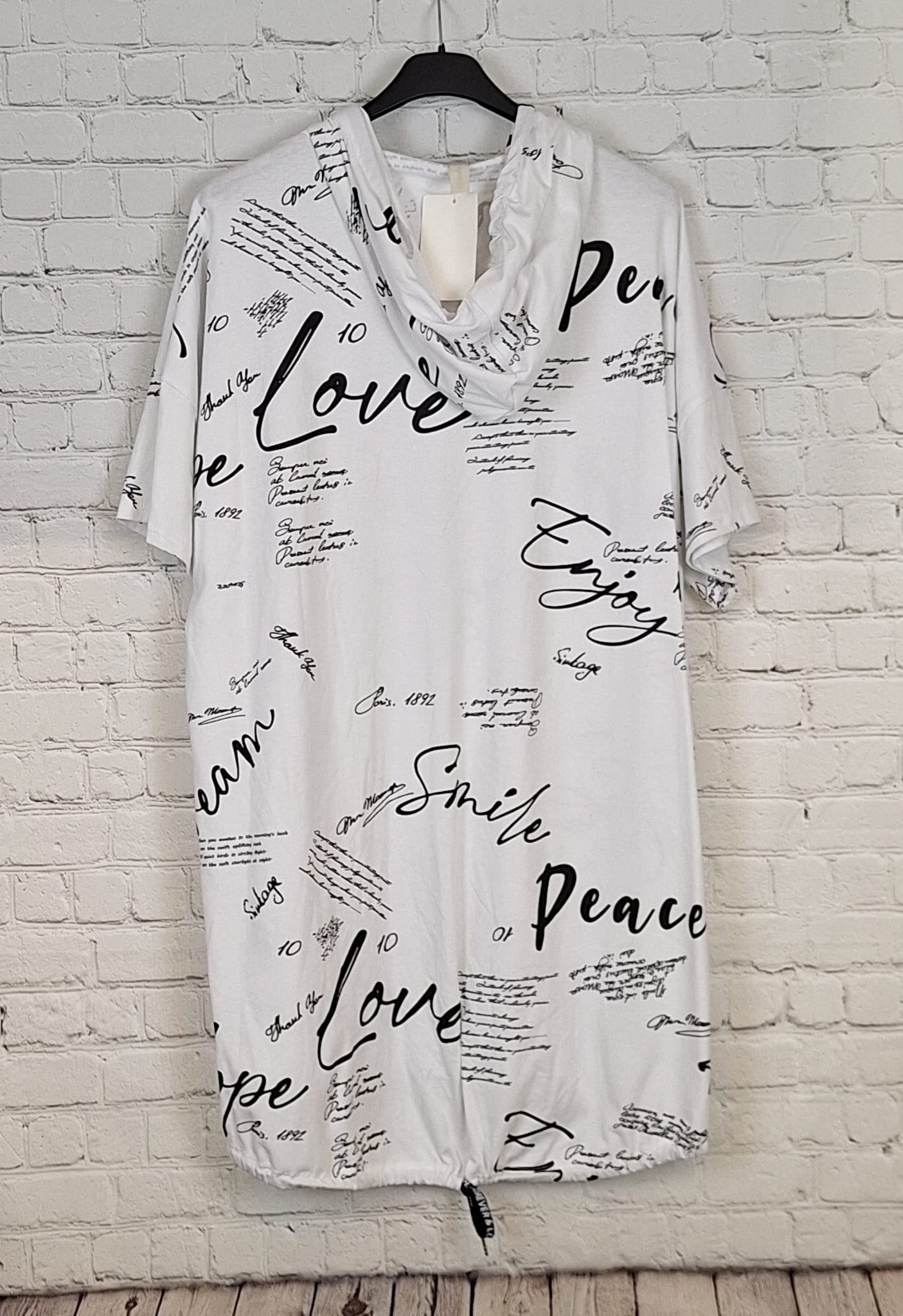 Hoodie T-Shirt Damen große Größen mit Schrift – Curvy Shirt mit Kapuze – 46/48 bis 50/52 – 7 Farben