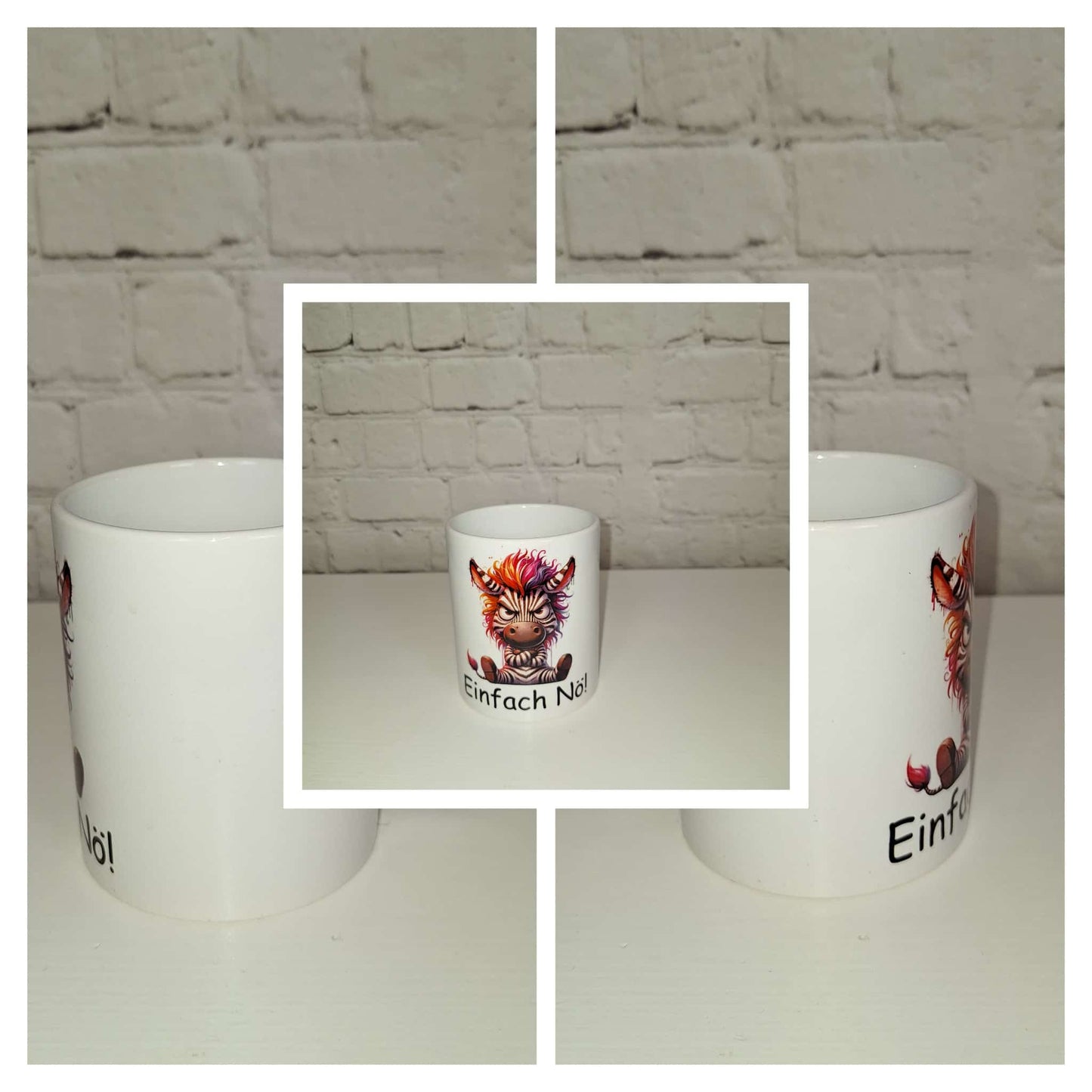 Zebra Tasse mit Spruch "Einfach Nö!", bunte Mähne, lustiges Design, spülmaschinenfest, hochwertige Geschenkidee