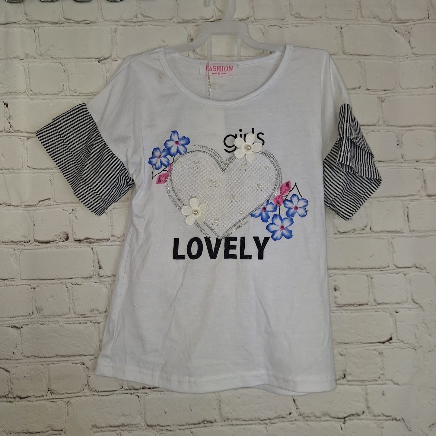 Mädchen-Set "Girl's Lovely" mit Rüschenärmeln und Shorts
