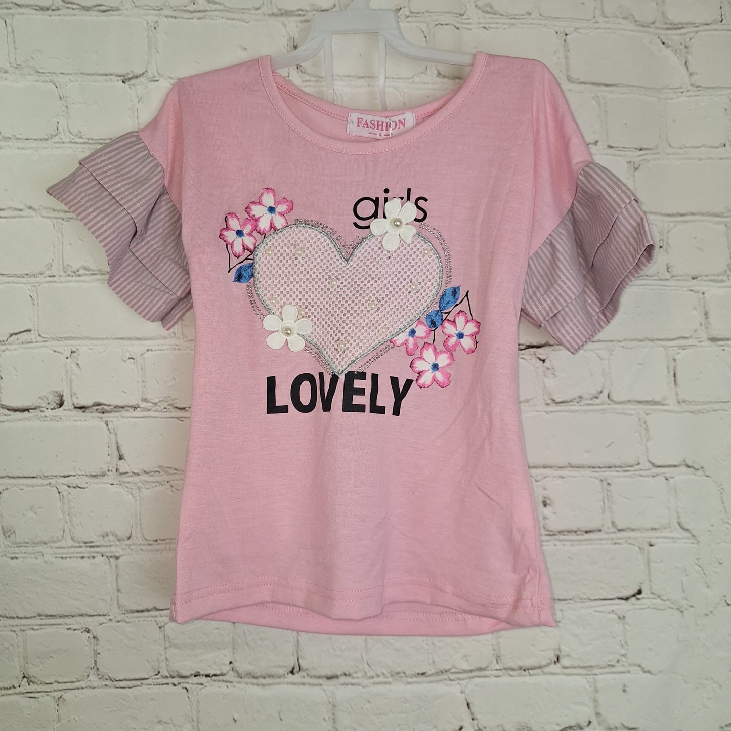 Mädchen-Set "Girl's Lovely" mit Rüschenärmeln und Shorts