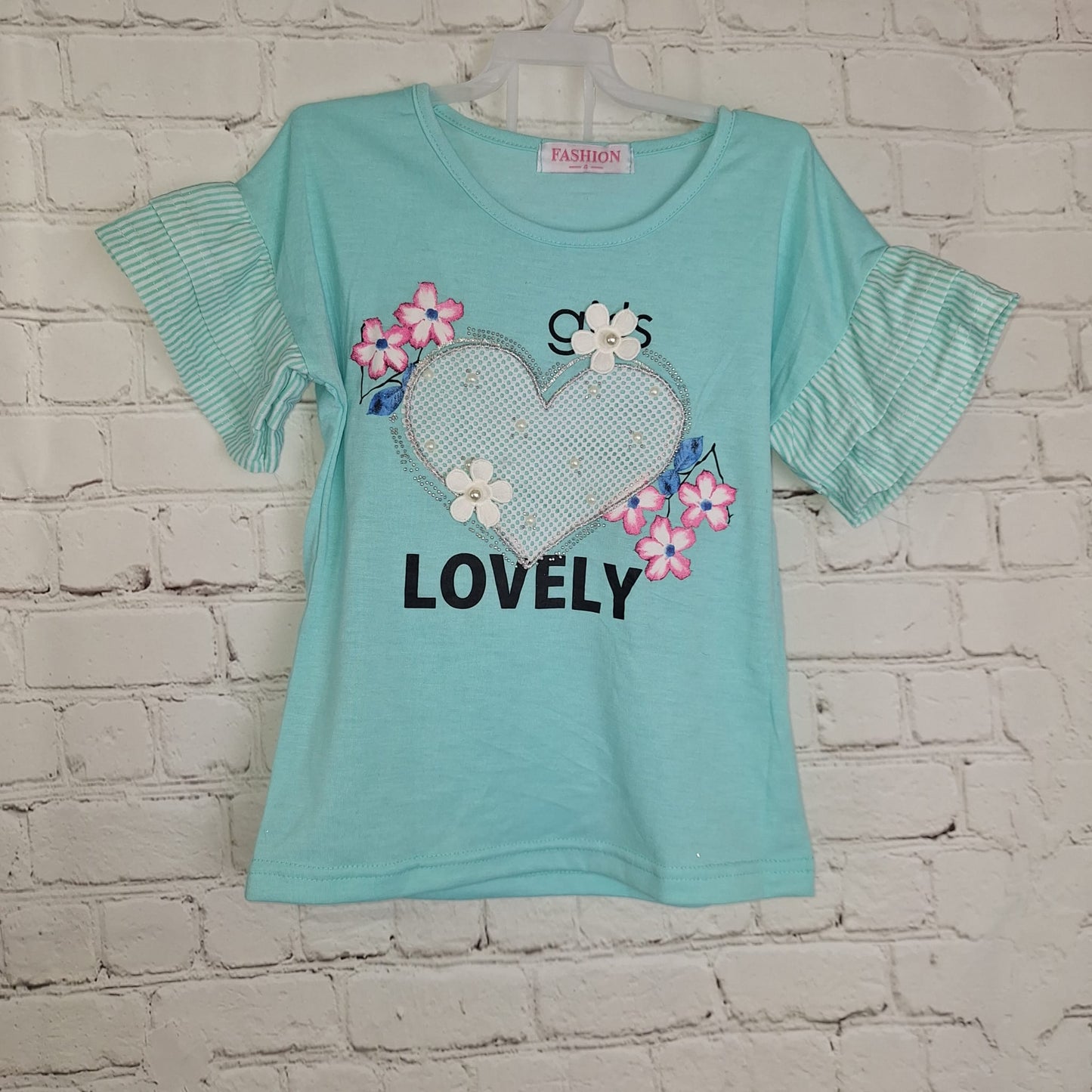 Mädchen-Set "Girl's Lovely" mit Rüschenärmeln und Shorts
