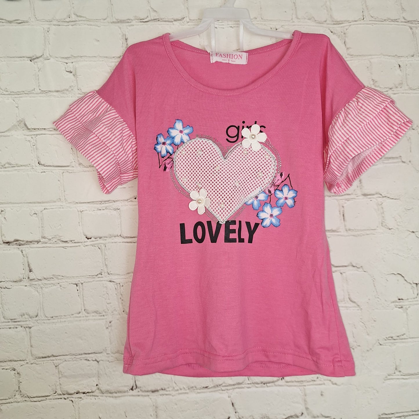 Mädchen-Set "Girl's Lovely" mit Rüschenärmeln und Shorts