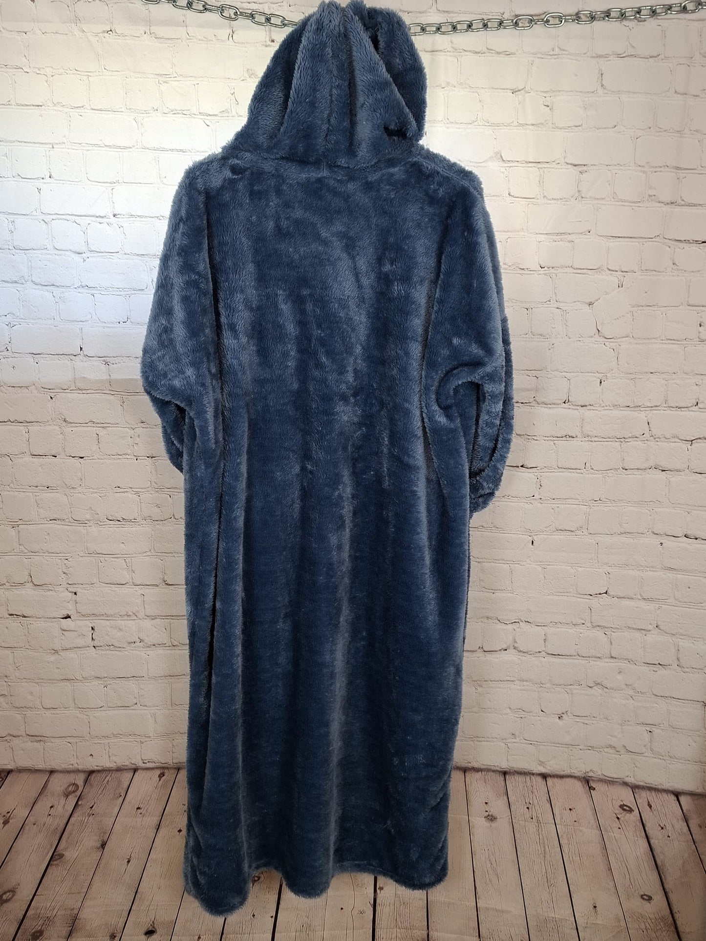 Kuschelkleid Damen mit Kapuze & Bauchtasche | Made in Italy | Winter Hoodie Kleid weich | Blau oder Grün | 40/42 - 48/50