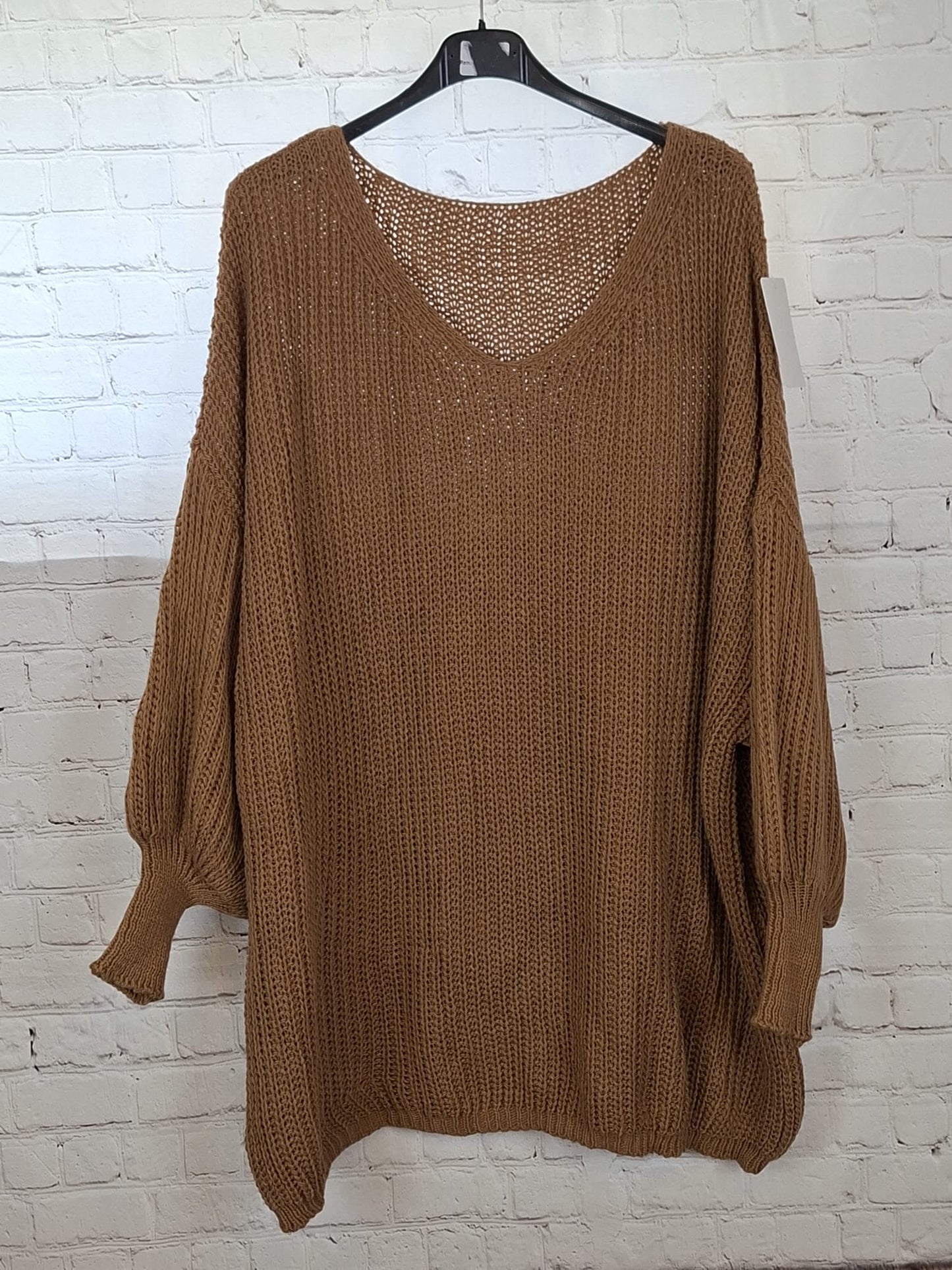 Kuscheliger Strickpullover mit V-Ausschnitt – One Size bis 54/56
