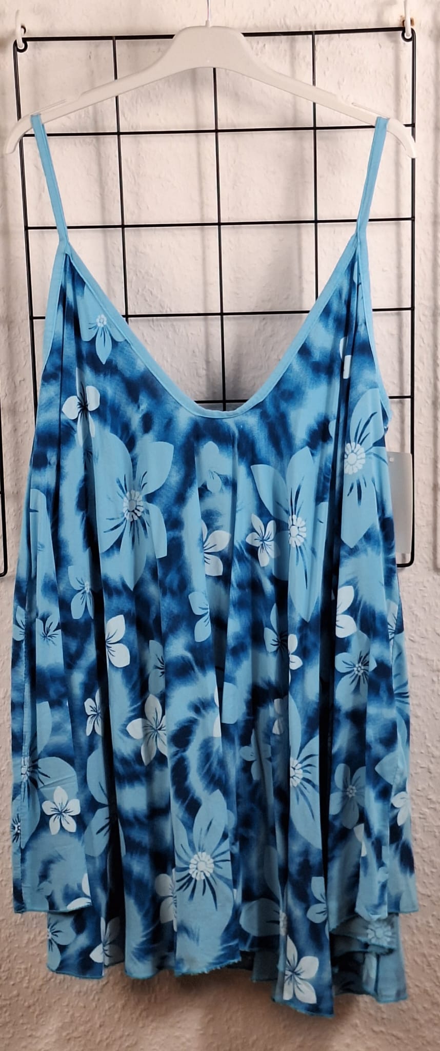 Royalblaues Trägertop große Größen mit Blumenmuster – Stylische Sommermode
