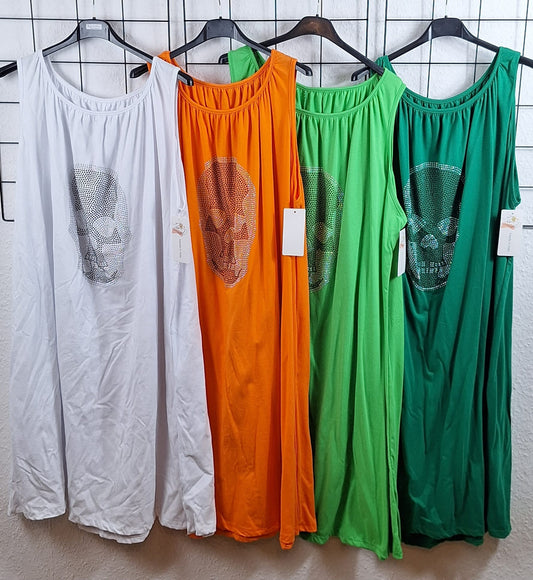 💀 Sommerkleid mit Glitzer-Schädel – One Size