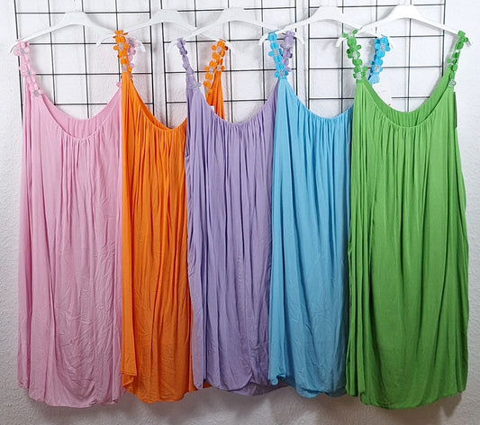 Luftiges Sommerkleid mit Blumen-Trägern – 100% Viskose – One Size (Gr. 40/42–50/52) – Farbenfroh & bequem