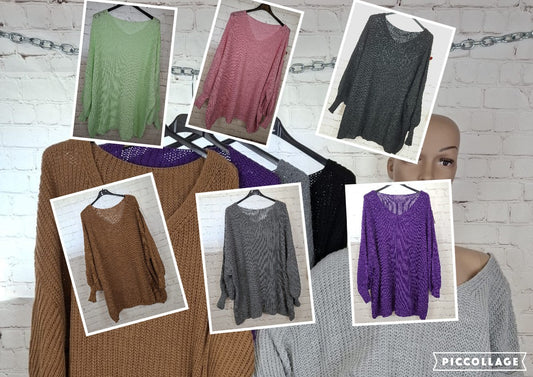 Kuscheliger Strickpullover mit V-Ausschnitt – One Size bis 54/56