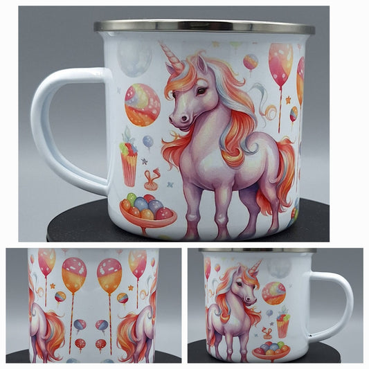 Emailletasse Einhorn – Geschenkidee für Kinder & Einhorn-Fans – 375 ml