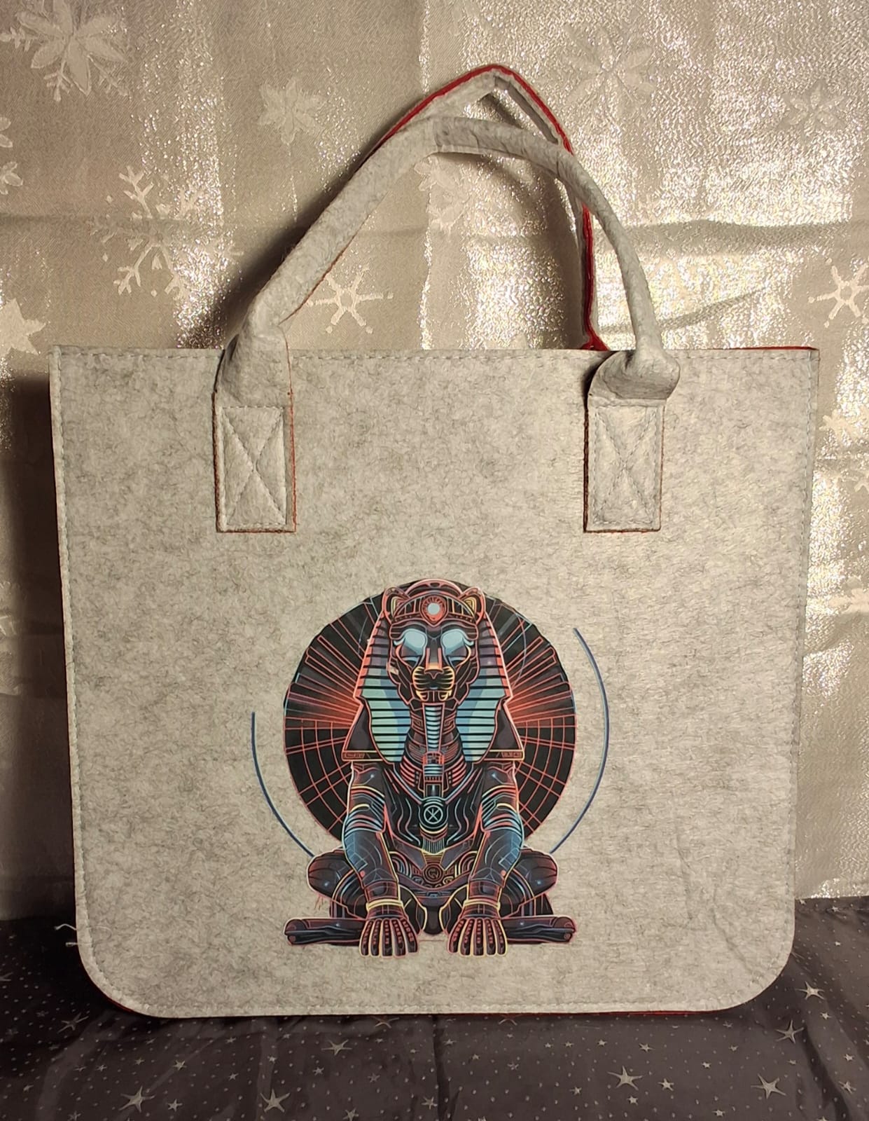 Filztasche aus Filz mit Motiv Pharao 33x17x30 cm