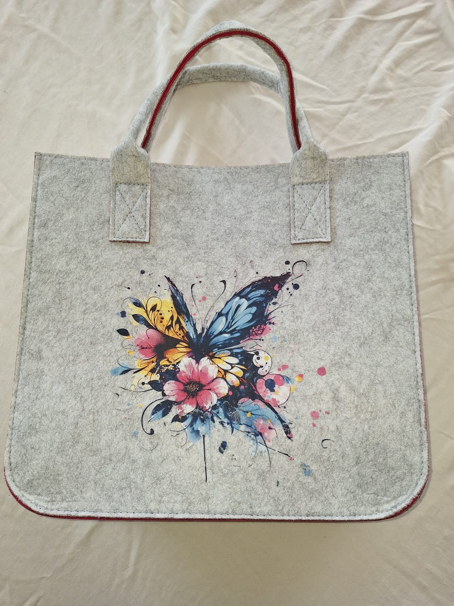 Filztasche aus Filz mit Motiv Schmetterling 33x17x30 cm